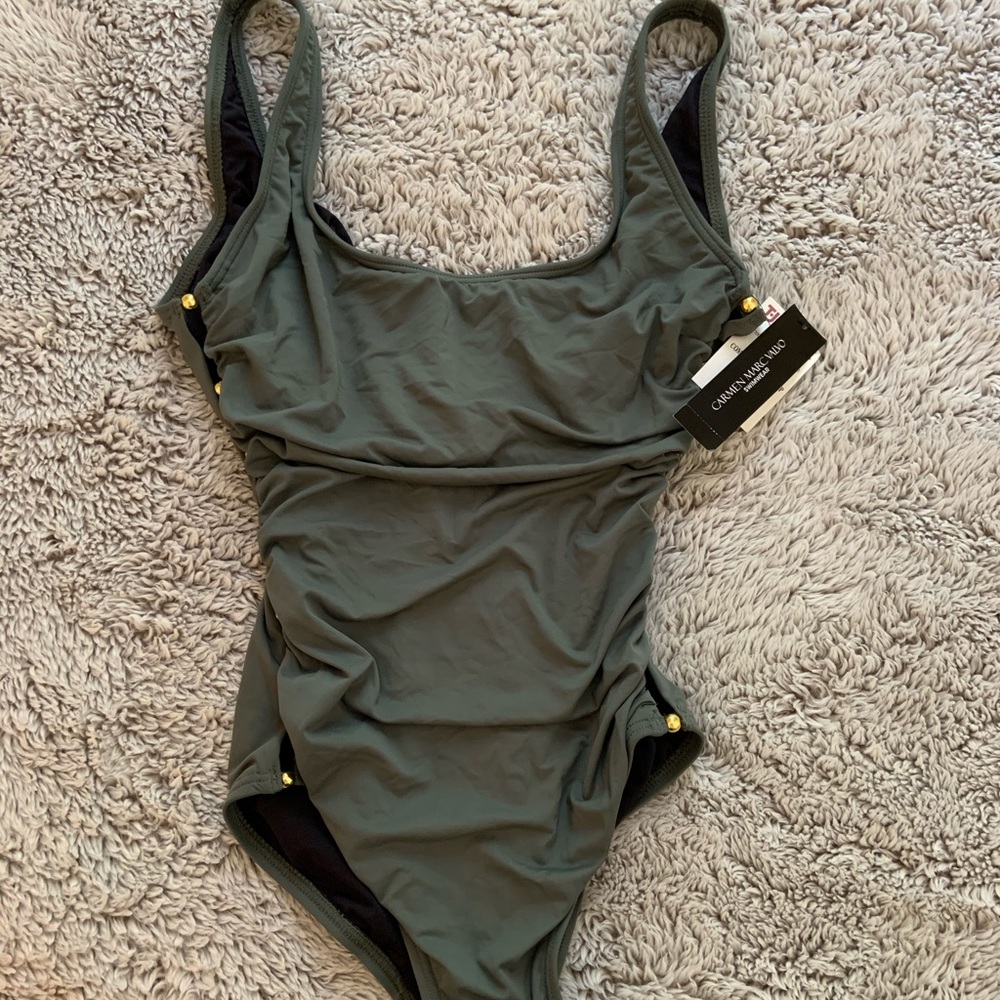 Olive green one piece bathing suit